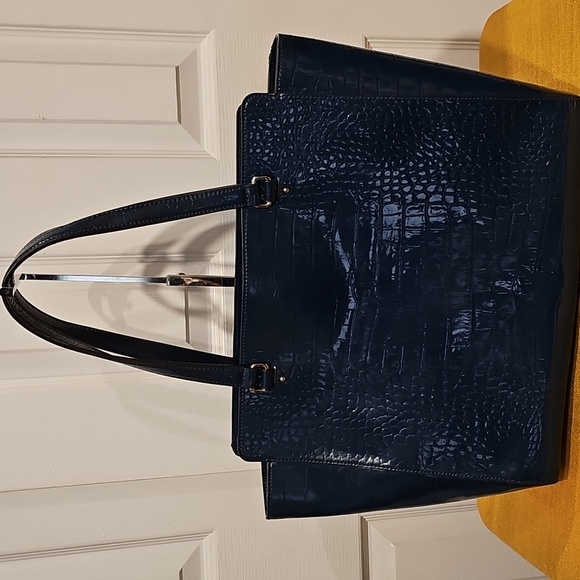 KATE SPADE PURSE ELISSA BRISTOL DRIVE CROC PETROL BLUE LEATHER SHOULDER BAG EUC - Picture 5 of 16